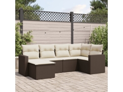 Conjunto de sofá de jardín de 6 piezas con cojines de mimbre marrón de DKD Home Decor
