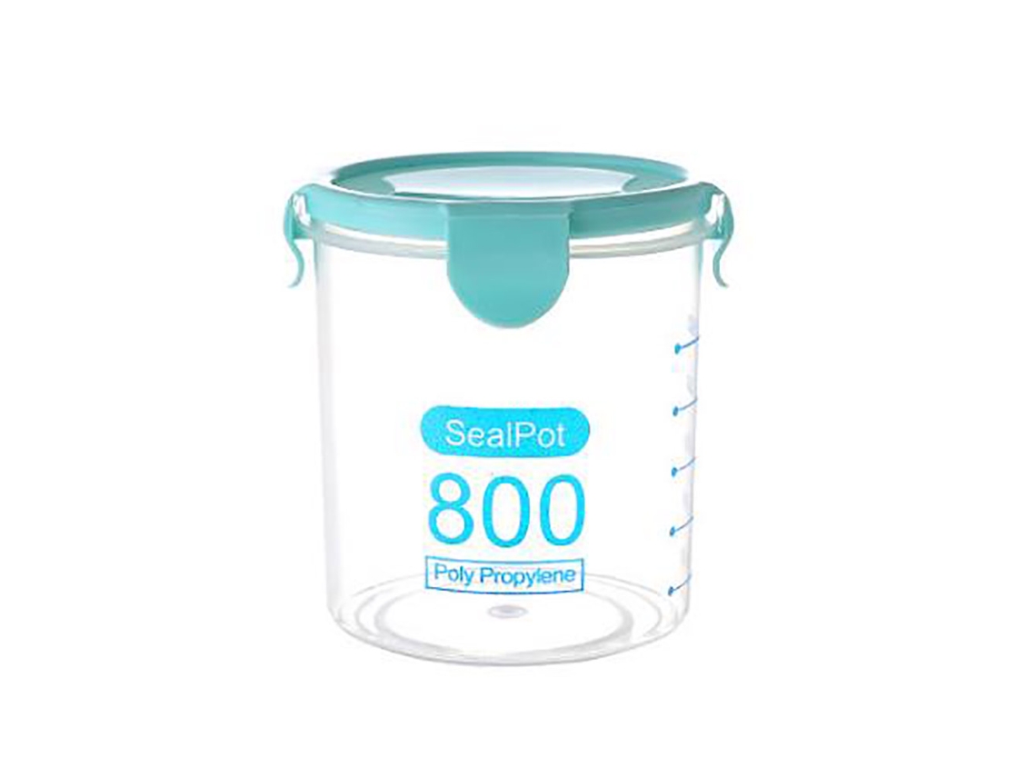 Recipientes de plástico transparentes y sellados para almacenar alimentos en la cocina (800 ml, azul)