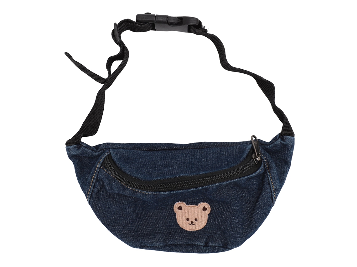 Ats-bolsa De Cintura Infantil Cool De Lona Con Patrón De Oso Ajustable, Color Azul Oscuro Para Niños
