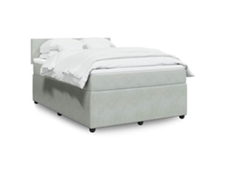 Cama Box Spring Con Colchón Terciopelo Gris Claro 140x200 Cm