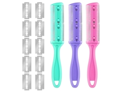 3pcs Pentes De Barbear De Cabelo Duplex Com 10 Lâminas De Aço Inoxidável Para Corte Profissional Em Casa