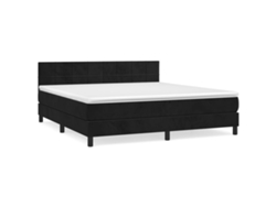 Maison Exclusive - Cama Box Spring Con Colchón Terciopelo Negro 160x200 Cm