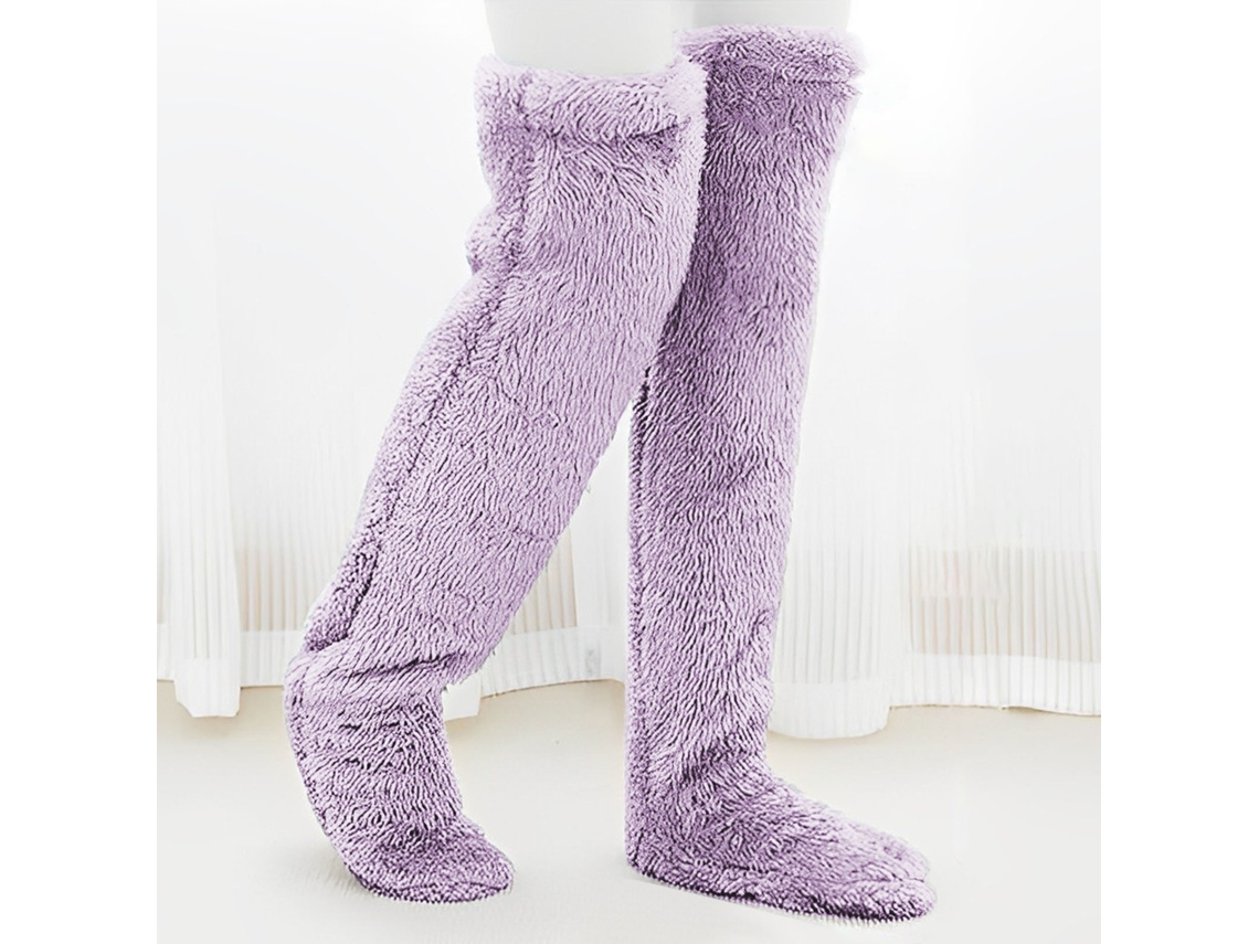 Calcetines Por Encima De La Rodilla, Calcetines Altos Cálidos De Invierno, Calentadores De Piernas Cálidos (morado) Cuich