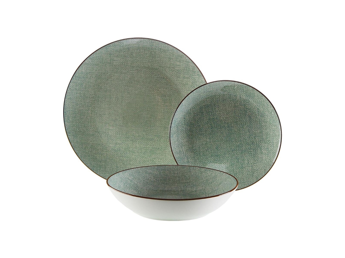 Vajilla de porcelana Versa Green de 18 piezas