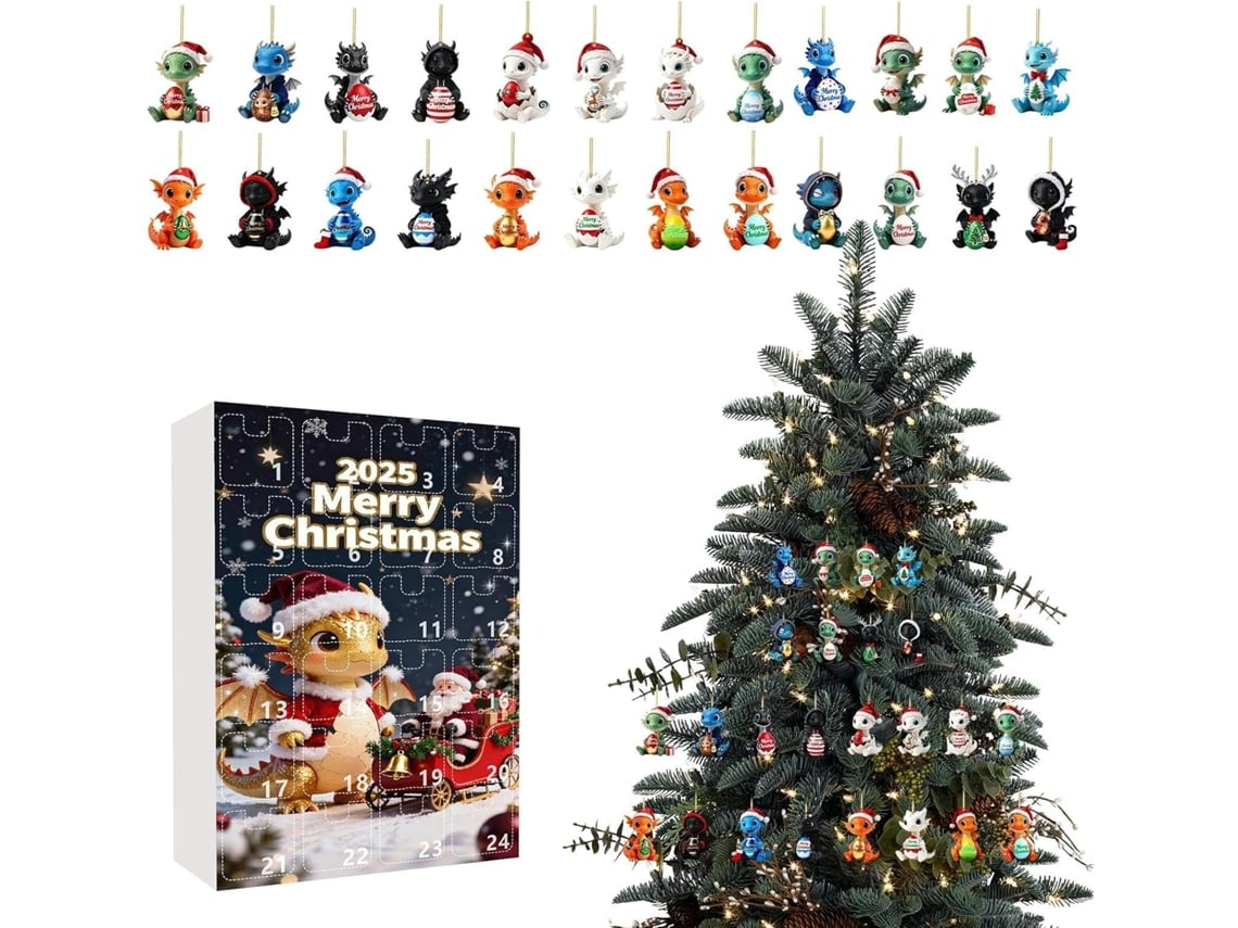 Calendário Do Advento Dragão– 25, 4 X 17, 8 X 2, 8 Cm, Pingentes De De Natal 2025, Decoração De Casa Em