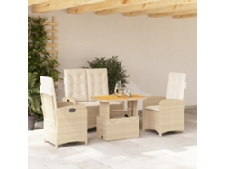 Juego de comedor de jardín de 4 piezas con cojines de mimbre beige de DKD Home Decor