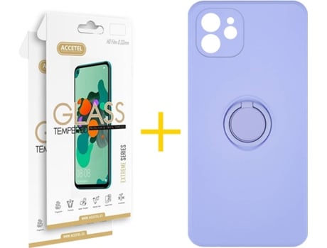 Carcasa + 2 Protectores de Pantalla para iPhone 12 ACCETEL Morado Lila