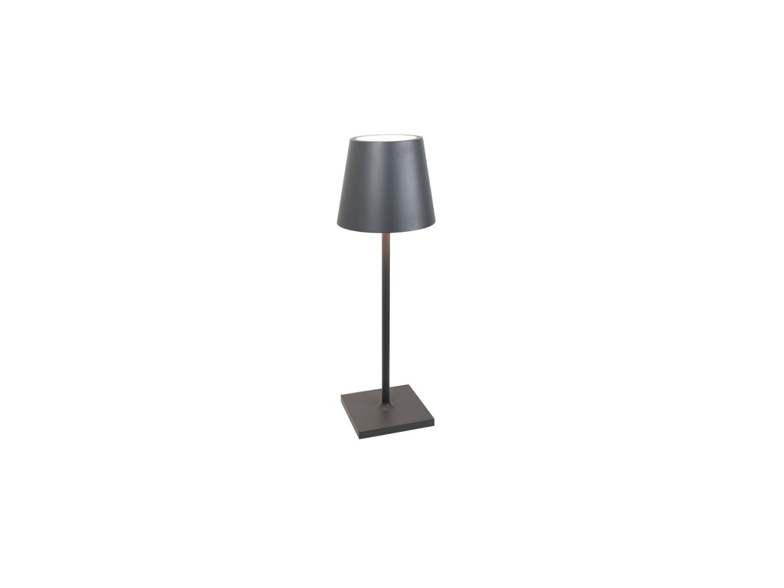 Lámpara de Mesa Poldina L Desk Gris Oscuro LED Recargable y Regulable ZAFFERANO