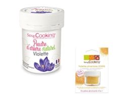 Aroma alimentario natural en polvo 15 g Violeta + Brillo dorado comestible