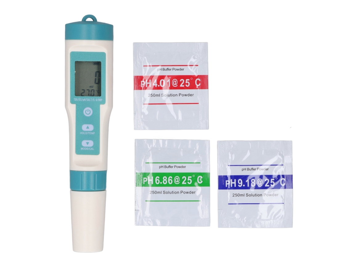 Medidor De Calidad Del Agua 6 En 1: Ph, Ce, Tds, Sal, Sg, Orp. Lápiz De Prueba Multifuncional Con Polvo De Calibración.