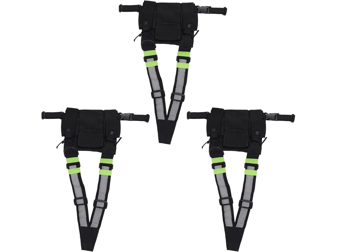 Conjunto De 3 Radios De Bolsillo, Arnés Para Radio, Chaleco, Bolsa De Transporte, Walkie-talkie Bidireccional, Uv 5r+, Verde
