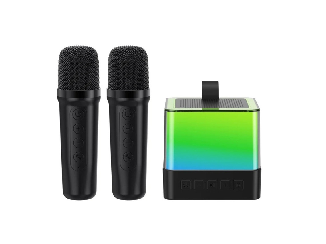 Mini máquina de karaoke para niños y adultos. Altavoz de karaoke Bluetooth portátil con 2 micrófonos inalámbricos y luces RGB. Yizhood