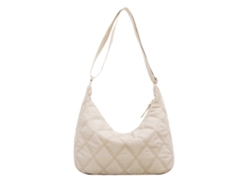 Bolso de mano grande acolchado de lujo con diseño de rombos, bolso bandolera para mujer, beige