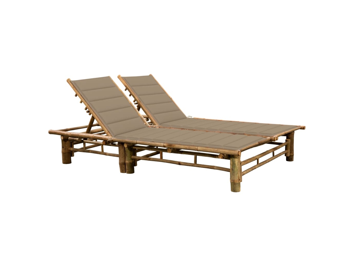 Tumbona con cojines Mueble para patio Asiento de jardín para 2 personas bambú