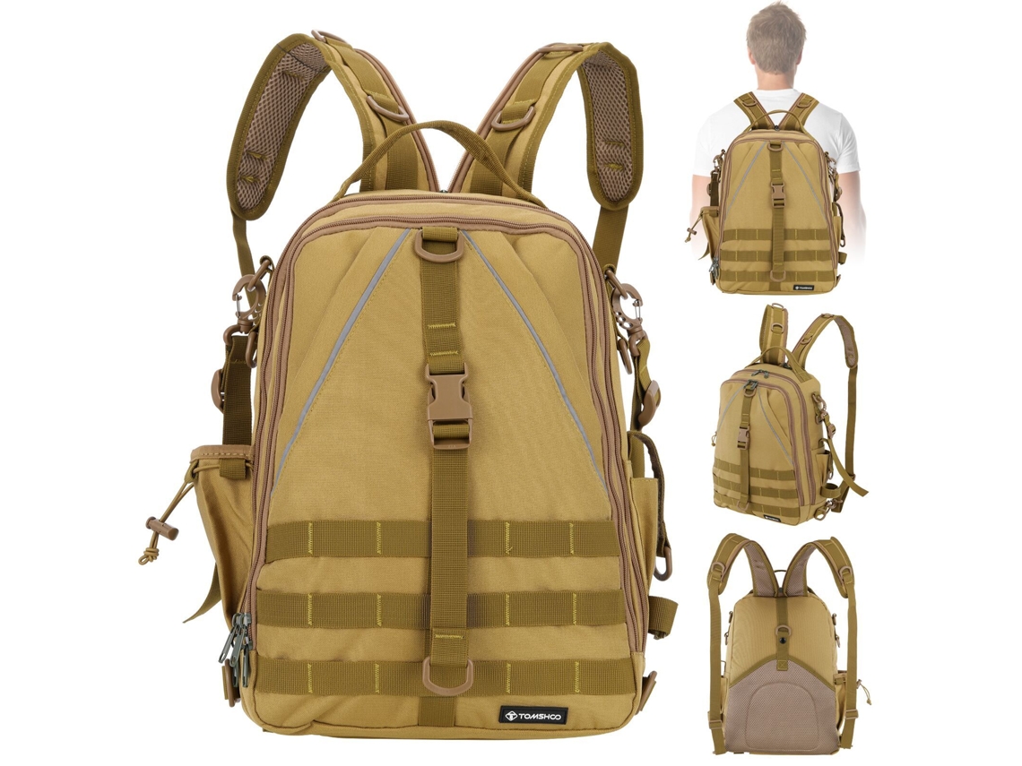 Mochila De Pesca Tomshoo Con Porta Cañas Mochila Bandolera Para Equipo De Pesca Camping Senderismo