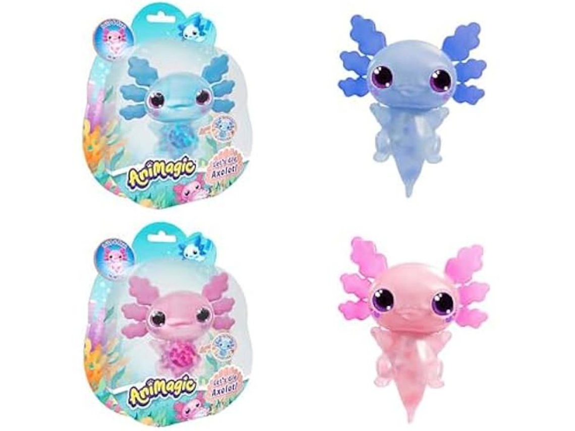Animagic Lets Glo Axolotl Gallegiante Pez Que Brilla En El Agua Absorción Casual Entre Goliat Rosa Y Azul Claro