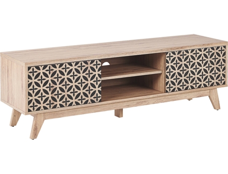 Mueble TV madera clara/negro 140 x 40 cm BELIANI Prescot