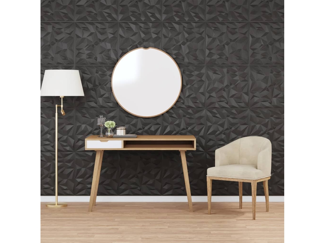 Paneles De Pared 12 Uds Xps Amatista Negro 50x50 Cm 3 M²