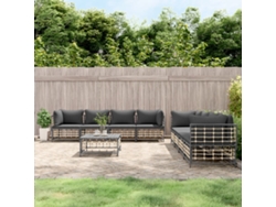 Conjunto de jardín de 9 piezas con cojines de mimbre sintético antracita de DKD Home Decor