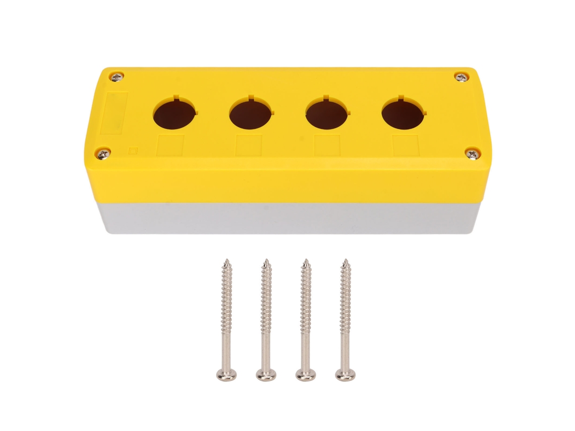 Caixa De Controle Com Interruptores Push Button Industrial De 4 Grupos Ip65 Abs Amarelo