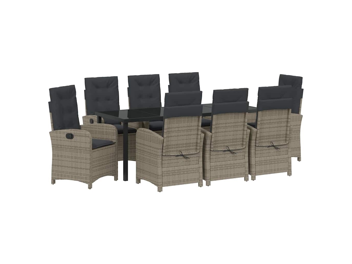 Maison Exclusive - Conjunto De Comedor De Jardín 9 Pcs Gris Ratán Sintético