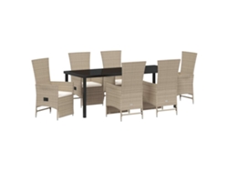 Maison Exclusive - Conjunto De Comedor De Jardín 7 Pcs Beige Ratán Sintético