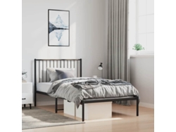 Estructura Cama Sin Colchón Con Cabecero Metal Negro 100x200 Cm