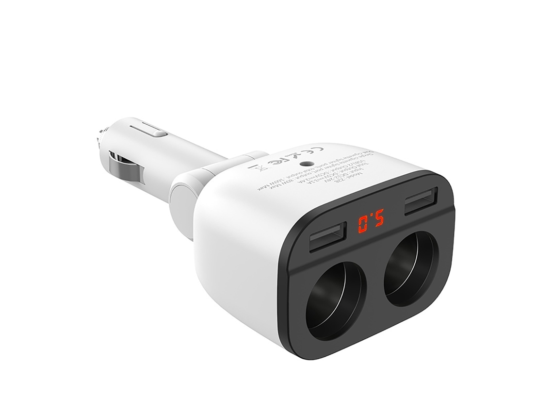 Carregador Usb De Carro Dual 2.4a Com Display Led De Tensão Digital E Tela Led Pequeno Compacto Pc Seguro