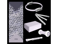 Kit 6 Accesorios Yoga Y Pilates FITFIU FITNESS Kitwell-601 Lila, Colchoneta, Aro, Bloque, Correa Ejercicio, 2 Masajeadores