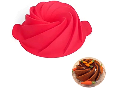 Molde de silicona para bizcochos, molde antiadherente para tartas rojo, moldes para hornear en espiral, 9 pulgadas (rojo)