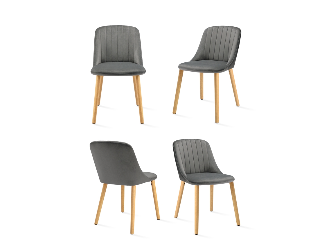 Sillas De Comedor Goeurvant 993(pack De 4, Gris Claro, Terciopelo)