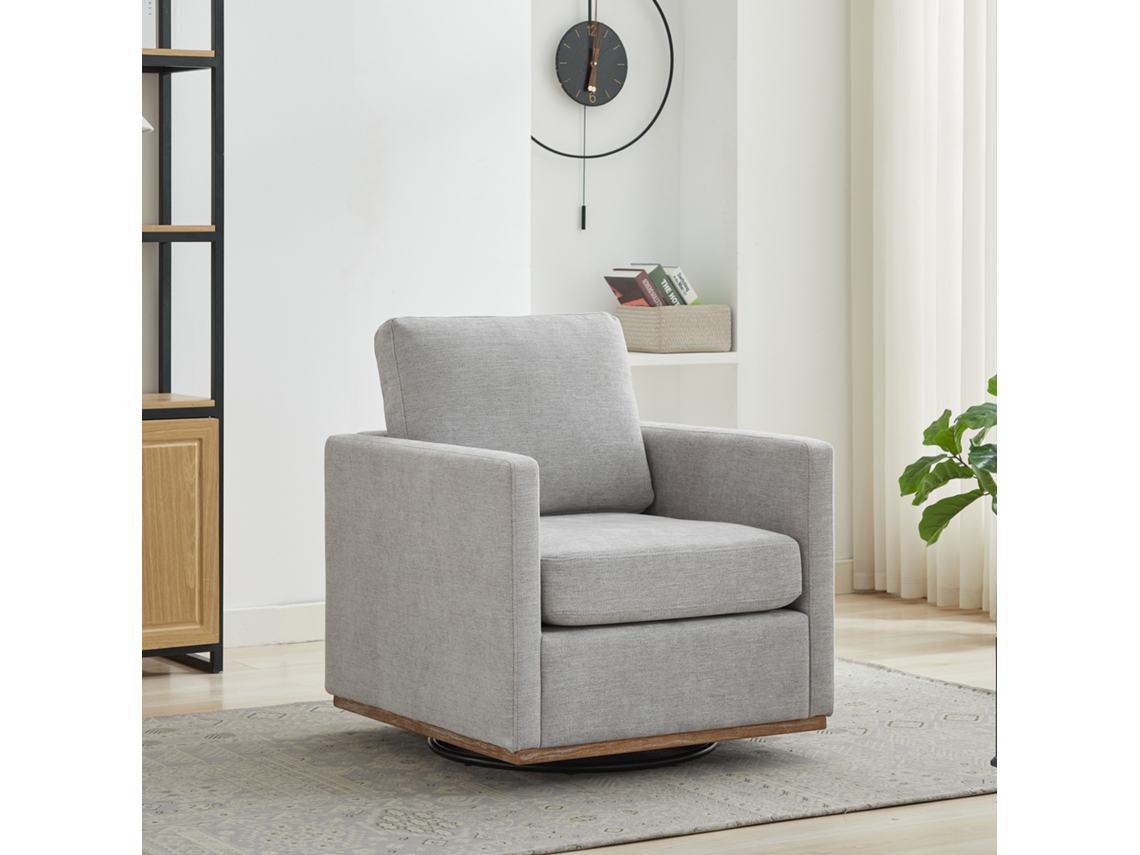 Sillón Giratorio Acolchado 360° - Con Reposabrazos, Sillón Lounge Cómodo Para Salón, Dormitorio O Habitación Infantil - Gris
