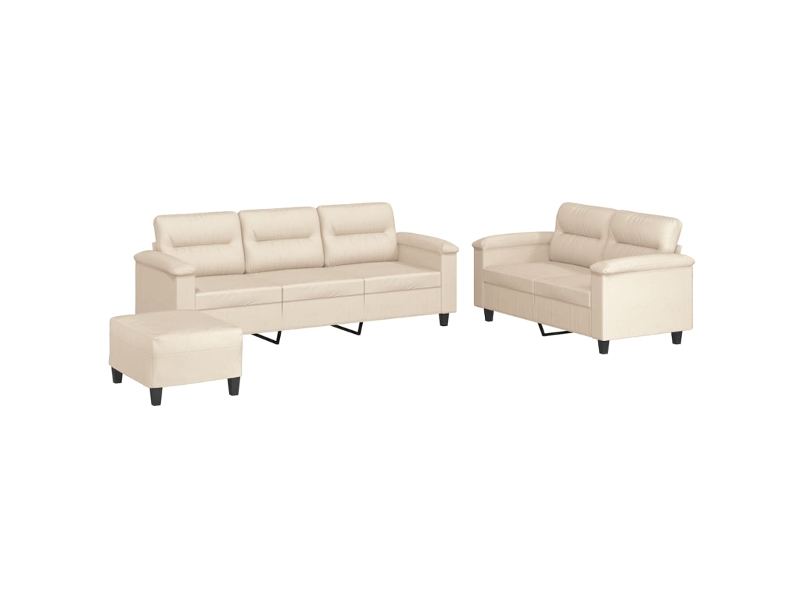 Conjunto 3 de sofás con cojines VIDAXL tela microfibra beige
