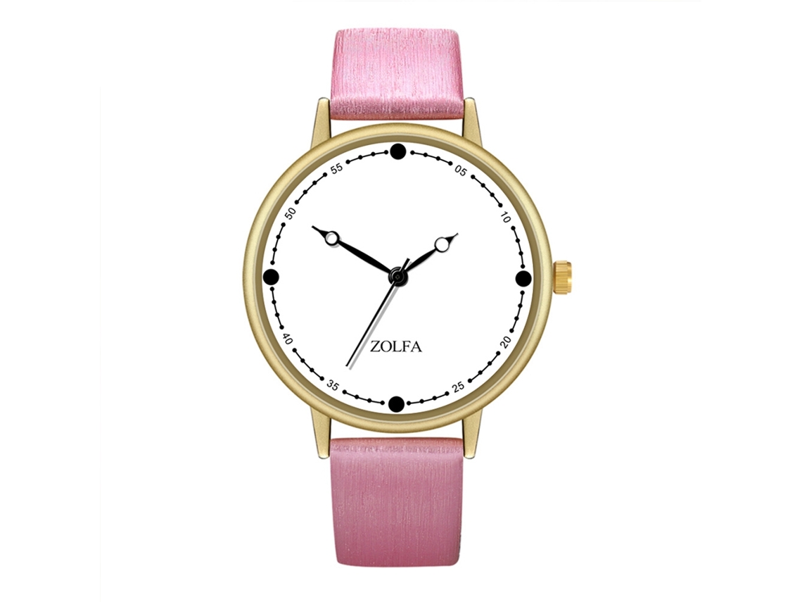 Reloj De Pulsera De Cuarzo Para Hombre/mujer Con Esfera Redonda, Color Rosa Claro.