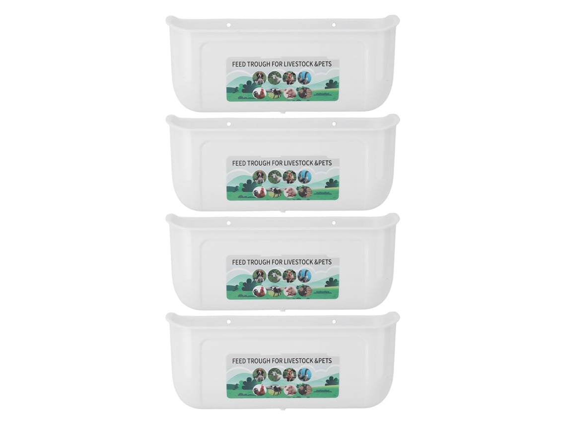 Comedero grande para pollos de 4 piezas con clips colgantes, comederos de cerca para cabras, patos, gansos y ganado, contenedor de alimentación, cubo de agua.