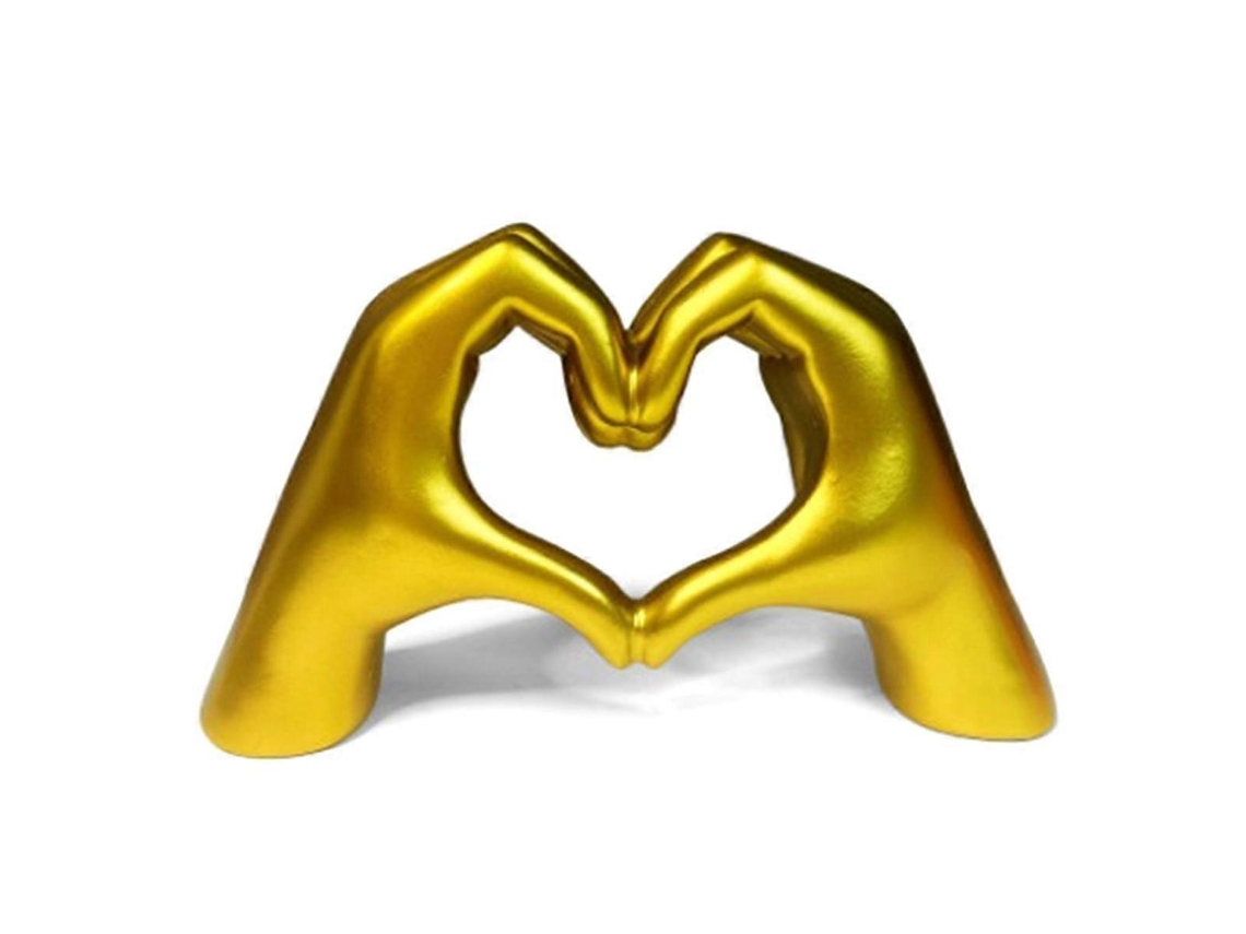 Escultura de manos de corazón en oro para sala de estar, dormitorio, apartamento, estante de mesa, estética romana Sygo