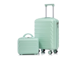 2 Maletas Con Ruedas De Abs De 14/19 Pulgadas Con Cerradura De Combinación Y Neceser, Color Menta.