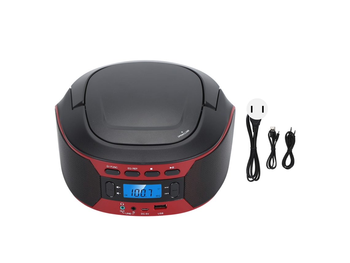 Reprodutor De Cd Portátil Com Bluetooth Rádio Fm Display Digital Multi Portas Mp3 Player Us Plug 100-240v