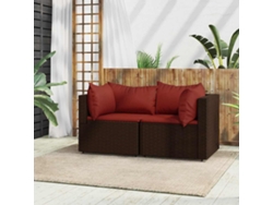Sofás de esquina para jardín con 2 cojines de mimbre sintético marrón, Dkd Home Decor