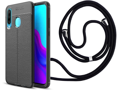 Funda Huawei P30 Lite Rugged Leather con Collar Negro