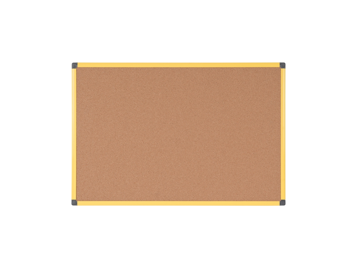 Tablón De Anuncios De Corcho Ultrabrite - 90 X 60 Cm - Marco De Aluminio, Amarillo