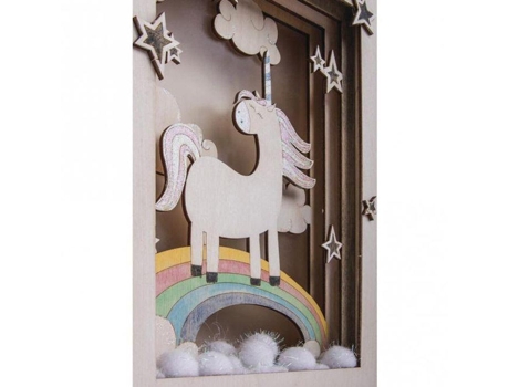 Marco de madera con escena 3D - 20 x 30 x 6,5 cm - Unicornio
