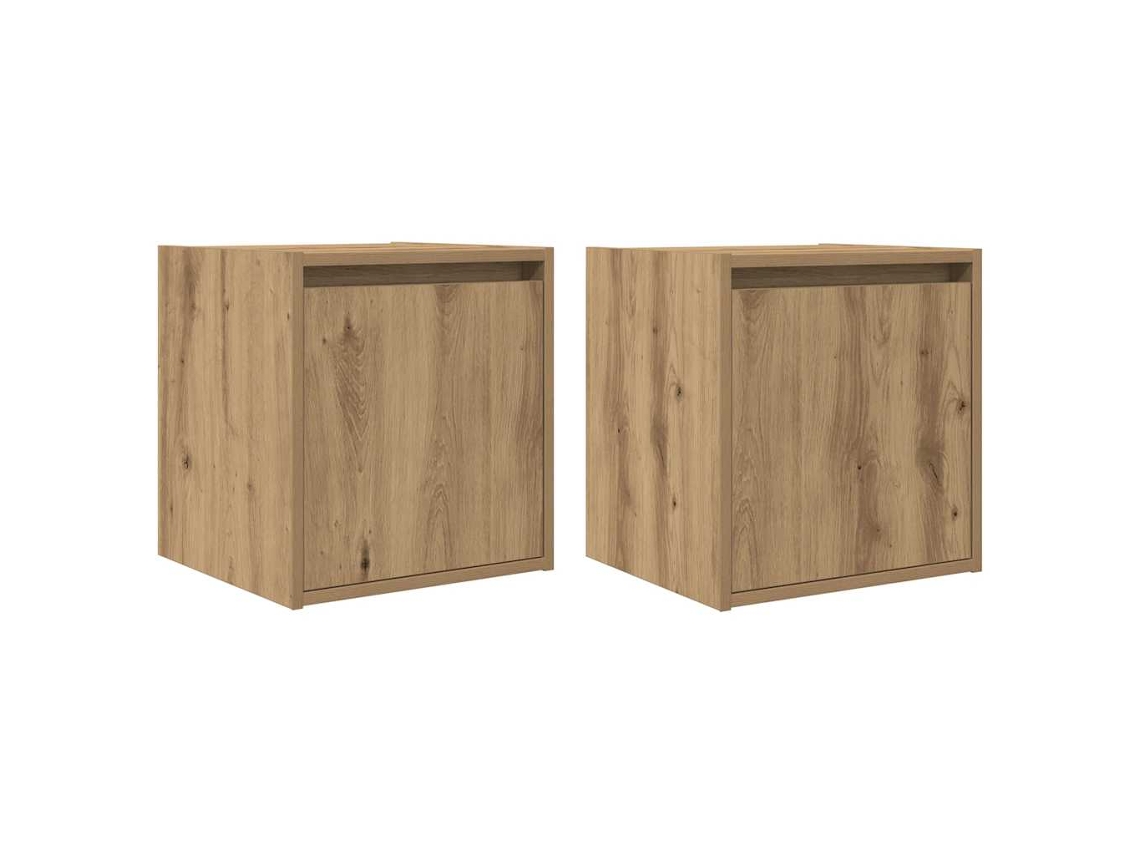 Mesitas de noche de pared de 2 piezas en roble artesanal MAISON EXCLUSIVE (38x34x40 cm)