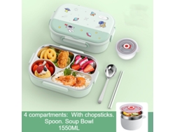 Fiambrera Bento a prueba de fugas para adultos-316 Green Four Shi-1550ml LUUCOZK