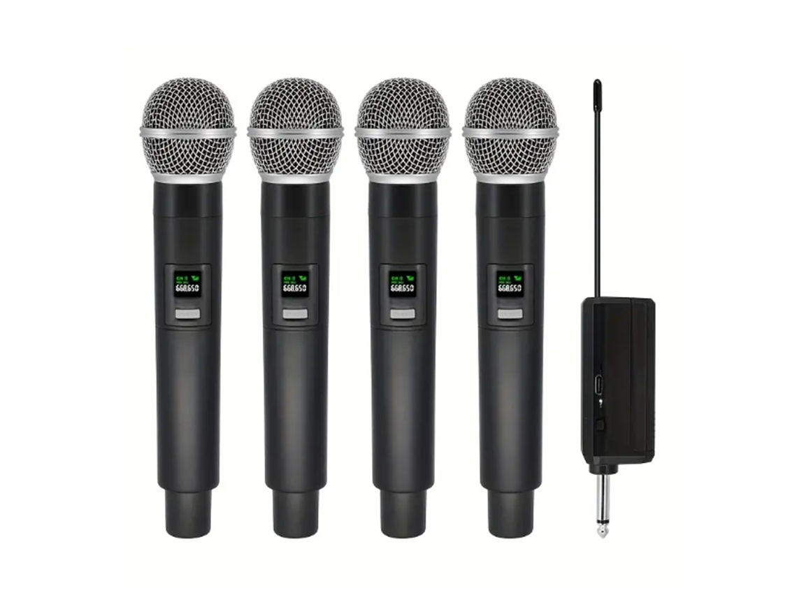 Micrófono de karaoke inalámbrico de cuatro canales Mdug con receptor recargable