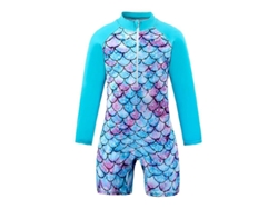 Traje de baño de sirena Rebe-Monogato para niñas, manga larga con cremallera, protección UV, talla 7-8 años.
