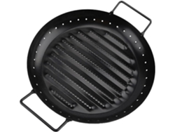 Sartén Parrilla Redonda Negra De Acero Al Carbono Con Revestimiento Antiadherente Y Dos Asas. Distribución Uniforme Del