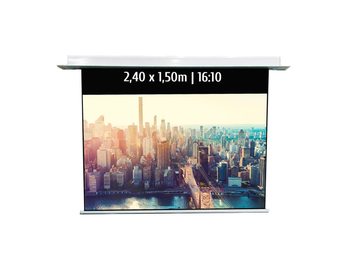 Pantalla de proyección eléctrica empotrable 2,40 x 1,50m, Formato 16/10, Función WiFi