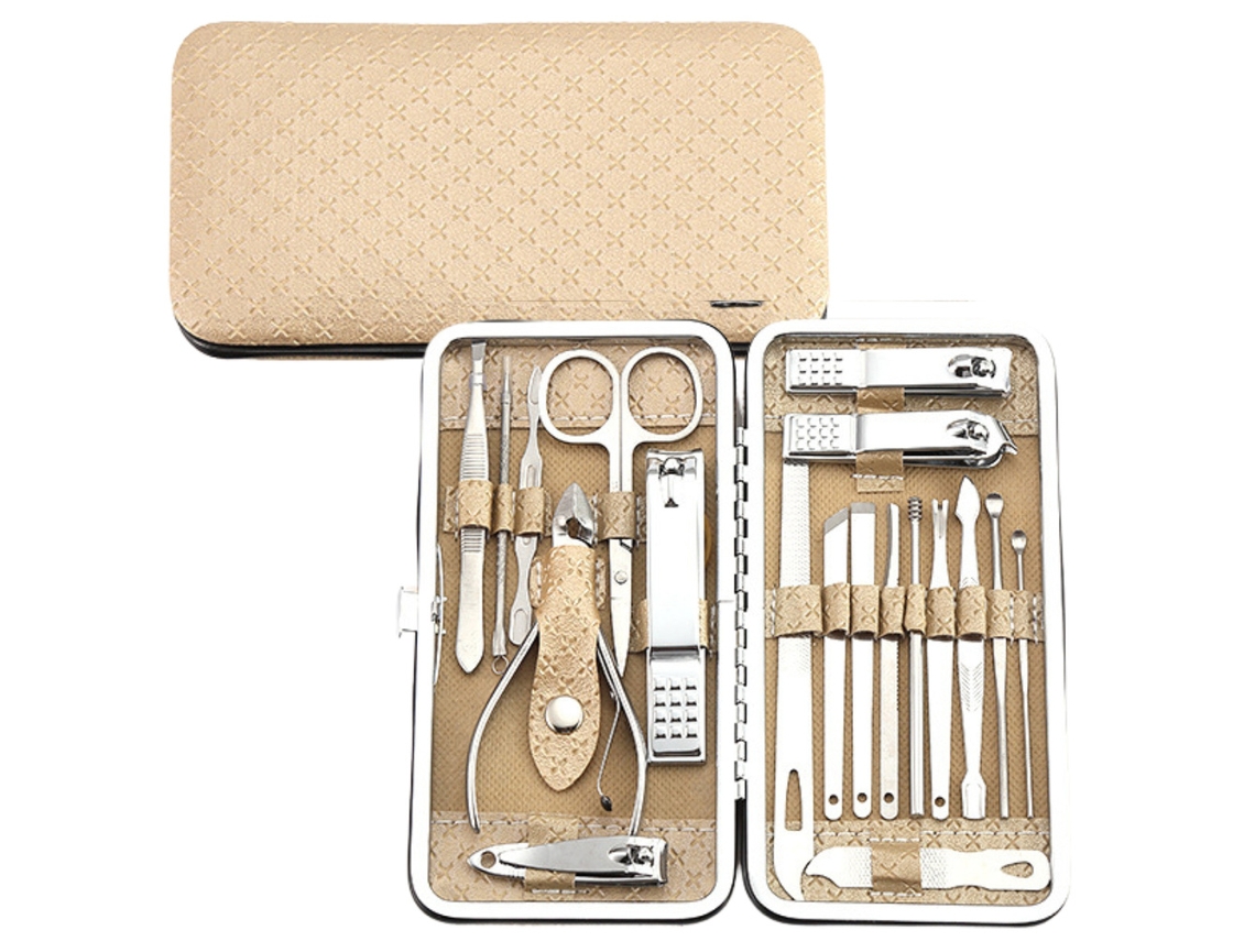 B.active Set de manicura y pedicura beige de 20 piezas en estuche de herramientas