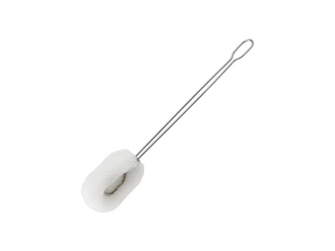Cepillo de limpieza para tazas Baok con mango largo de acero inoxidable y cabezal de esponja reemplazable de 24 cm/9,4 pulgadas.